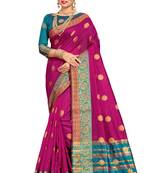 Purple Woven Cotton Silk Saree With Blouse