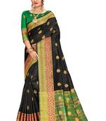Black Woven Cotton Silk Saree With Blouse
