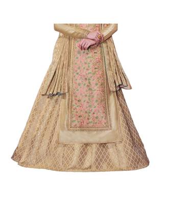 Beige Embroidered Art Silk Semi Stitched Salwar With Dupatta 2