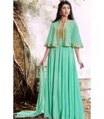 Green Embroidered Georgette Semi Stitched Salwar With Dupatta