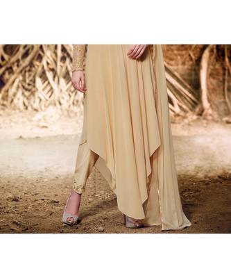 Beige Embroidered Georgette Semi Stitched Salwar With Dupatta 3