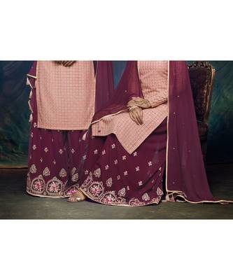 Pink Embroidered Georgette Semi Stitched Salwar With Dupatta 3