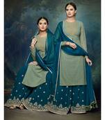 Green Embroidered Georgette Semi Stitched Salwar With Dupatta