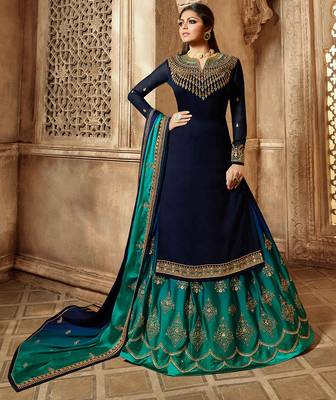 Partywear Designer Embroidery Wine Georgette Salwar Suit 1