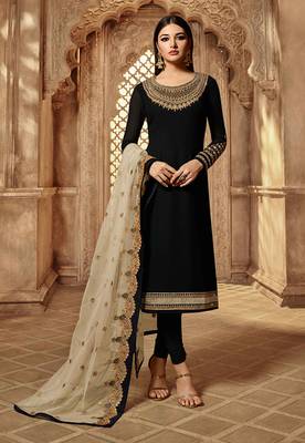 Partywear Designer Embroidery Black Georgette Salwar Suit 1