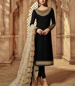 Partywear Designer Embroidery Black Georgette Salwar Suit