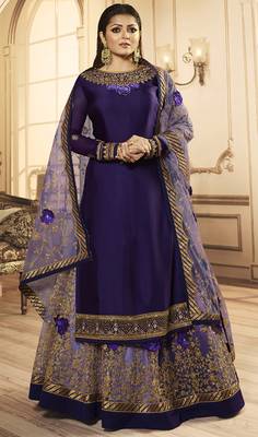 Designer Partywear Embroidery Purple Georgette  Salwar Suit 1