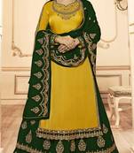 Designer Partywear Embroidery Yellow Georgette Satin Salwar Suit
