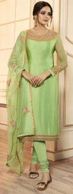 Designer Partywear Embroidery Pista Georgette Satin Salwar Suit 2