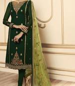 Designer Partywear Embroidery Dark Green Georgette  Salwar Suit