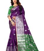 Purple Woven Jacquard Saree With Blouse