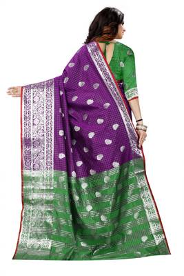 Purple Woven Jacquard Saree With Blouse 3
