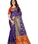 Purple Woven Jacquard Saree With Blouse
