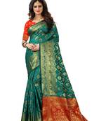 Green Woven Jacquard Saree With Blouse