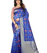 Royal Blue Woven Silk Saree With Blouse