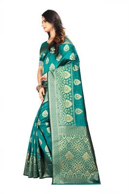 Green Woven Silk Saree With Blouse 2
