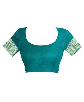 Green Woven Silk Saree With Blouse 4