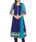 Blue Embroidered Georgette Salwar