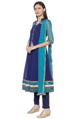 Blue Embroidered Georgette Salwar 2