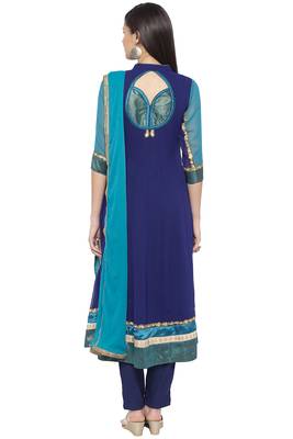 Blue Embroidered Georgette Salwar 3