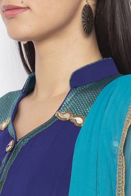 Blue Embroidered Georgette Salwar 4
