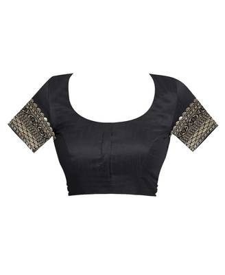 Black Woven Silk Saree With Blouse 4