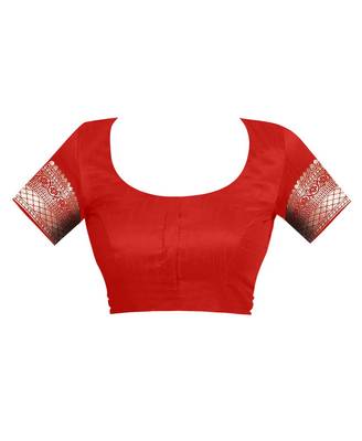Red Woven Silk Saree With Blouse 4