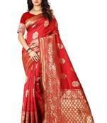 Red Woven Silk Saree With Blouse