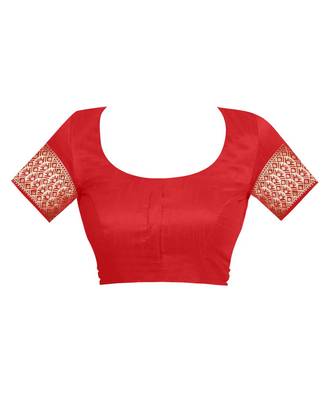 Red Woven Silk Saree With Blouse 2