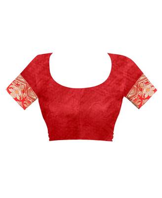 Red Woven Silk Saree With Blouse 4