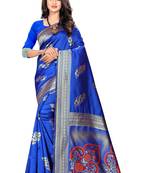 Royal Blue Woven Silk Saree With Blouse