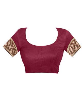 Maroon Woven Silk Saree With Blouse 4