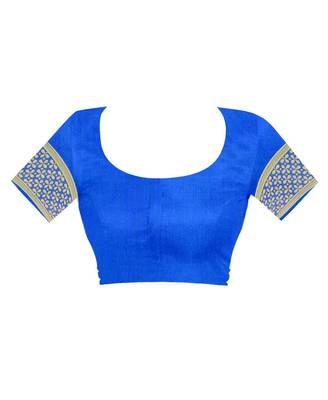 Royal Blue Woven Silk Saree With Blouse 4