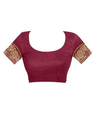 Maroon Woven Silk Saree With Blouse 4