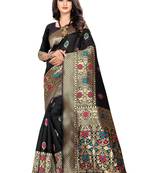 Black Woven Silk Saree With Blouse