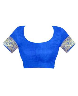 Royal Blue Woven Silk Saree With Blouse 4