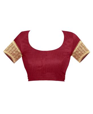 Maroon Woven Silk Saree With Blouse 5