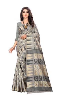Black Woven Silk Saree With Blouse 1