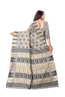 Black Woven Silk Saree With Blouse 3