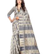 Navy Blue Woven Silk Saree With Blouse