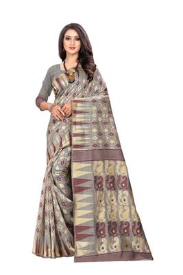 Wine Woven Silk Saree With Blouse 1