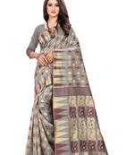 Wine Woven Silk Saree With Blouse
