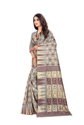 Wine Woven Silk Saree With Blouse 2