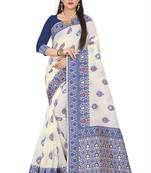 Royal Blue Woven Silk Saree With Blouse