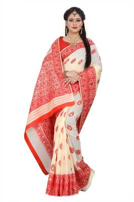 Red Woven Silk Saree With Blouse 3