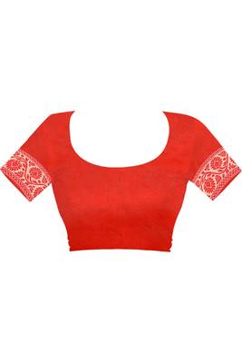 Red Woven Silk Saree With Blouse 5