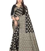 Black Woven Silk Saree With Blouse