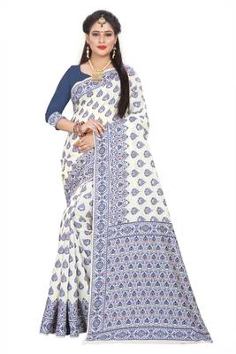 Royal Blue Woven Silk Saree With Blouse 1