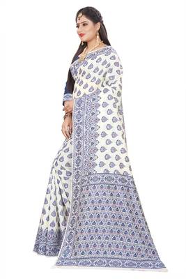 Royal Blue Woven Silk Saree With Blouse 2