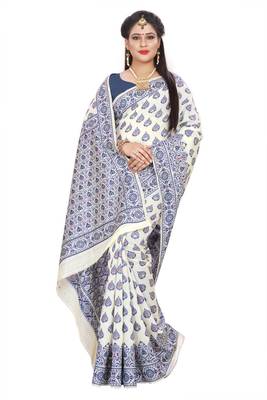 Royal Blue Woven Silk Saree With Blouse 3